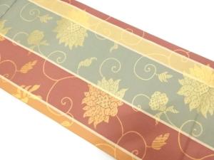 縞に唐花模様織り出し　全通袋帯